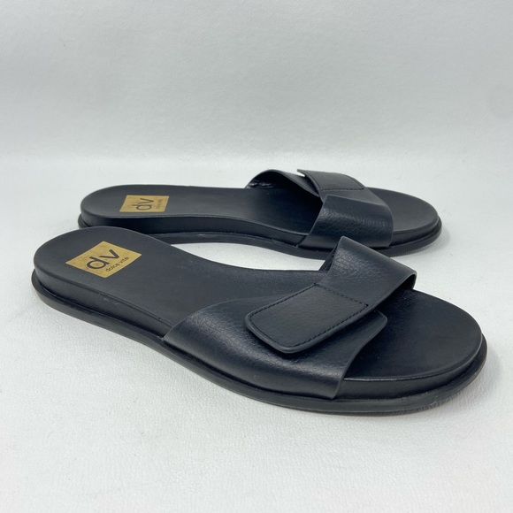 Dolce Vita Shoes - Dolce Vita Black Leather Open Toe Slide On Sandals, Women’s Size 7
